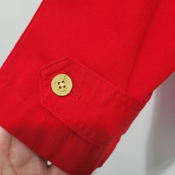 Lauren Ralph Lauren Red Cotton Cropped Double Breasted Jacket - Picture 5 of 16